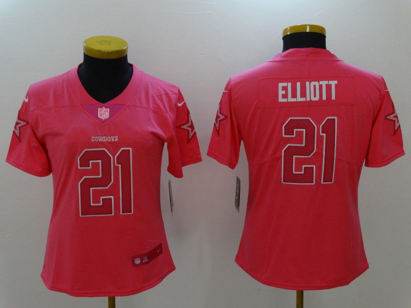 Women Dallas cowboys 21 Elliott Pink Nike Vapor Untouchable Limited NFL Jerseys